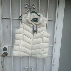 Lands'End women  L (14-16) premium Down Puffer Vest Water Resistant white NWT